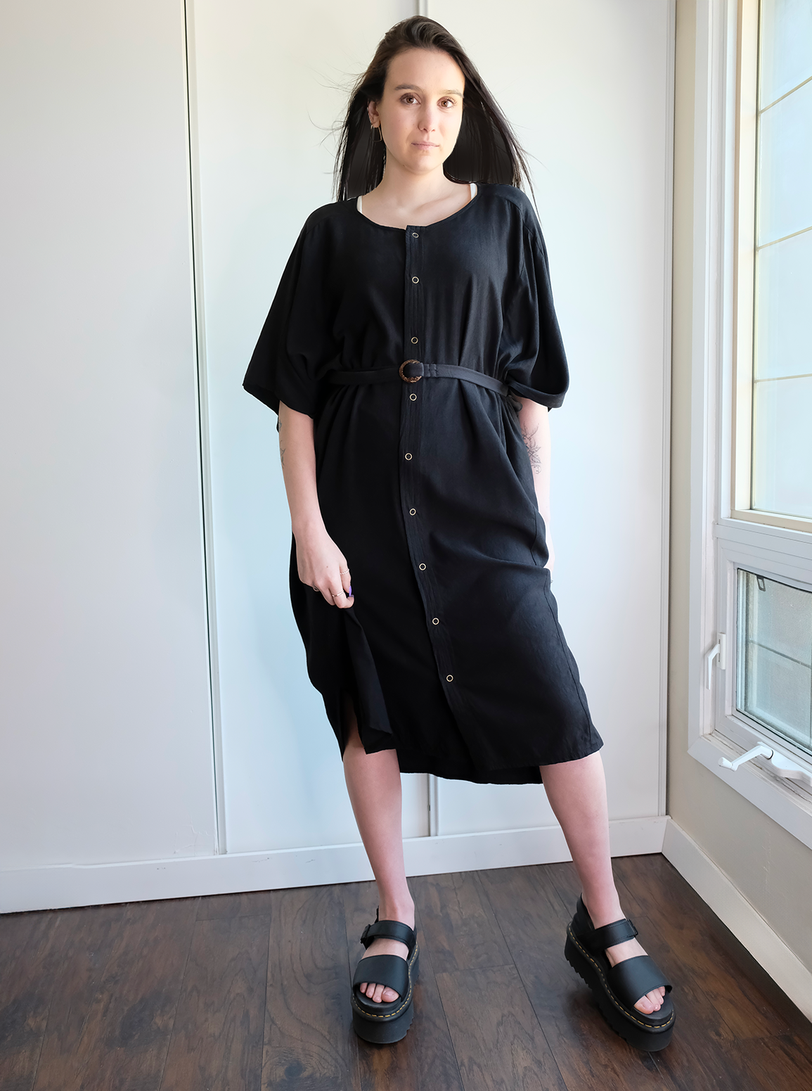 KIMONO SHIRT DRESS WITH POCKETS