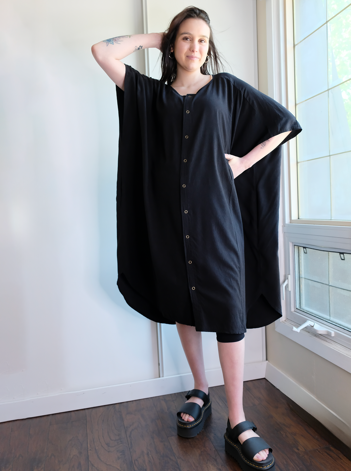KIMONO SHIRT DRESS WITH POCKETS