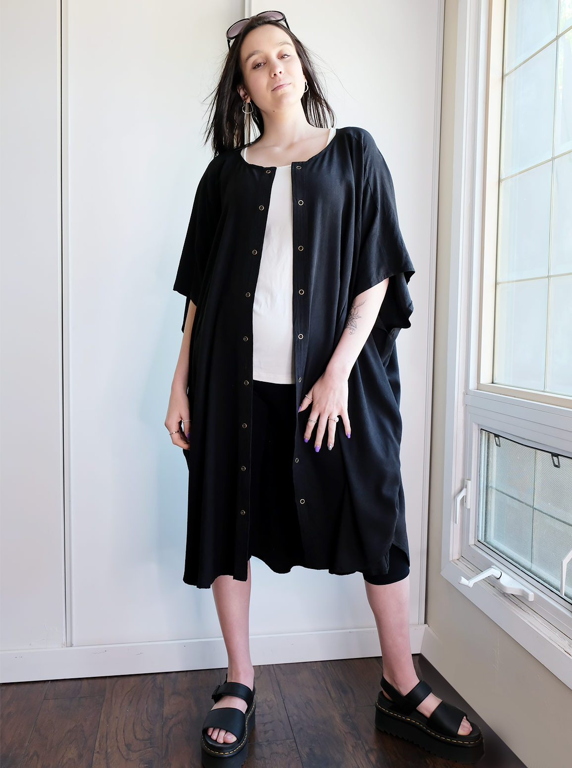 kamono shirt dress Washed Silk Kimono Sleeve Dress