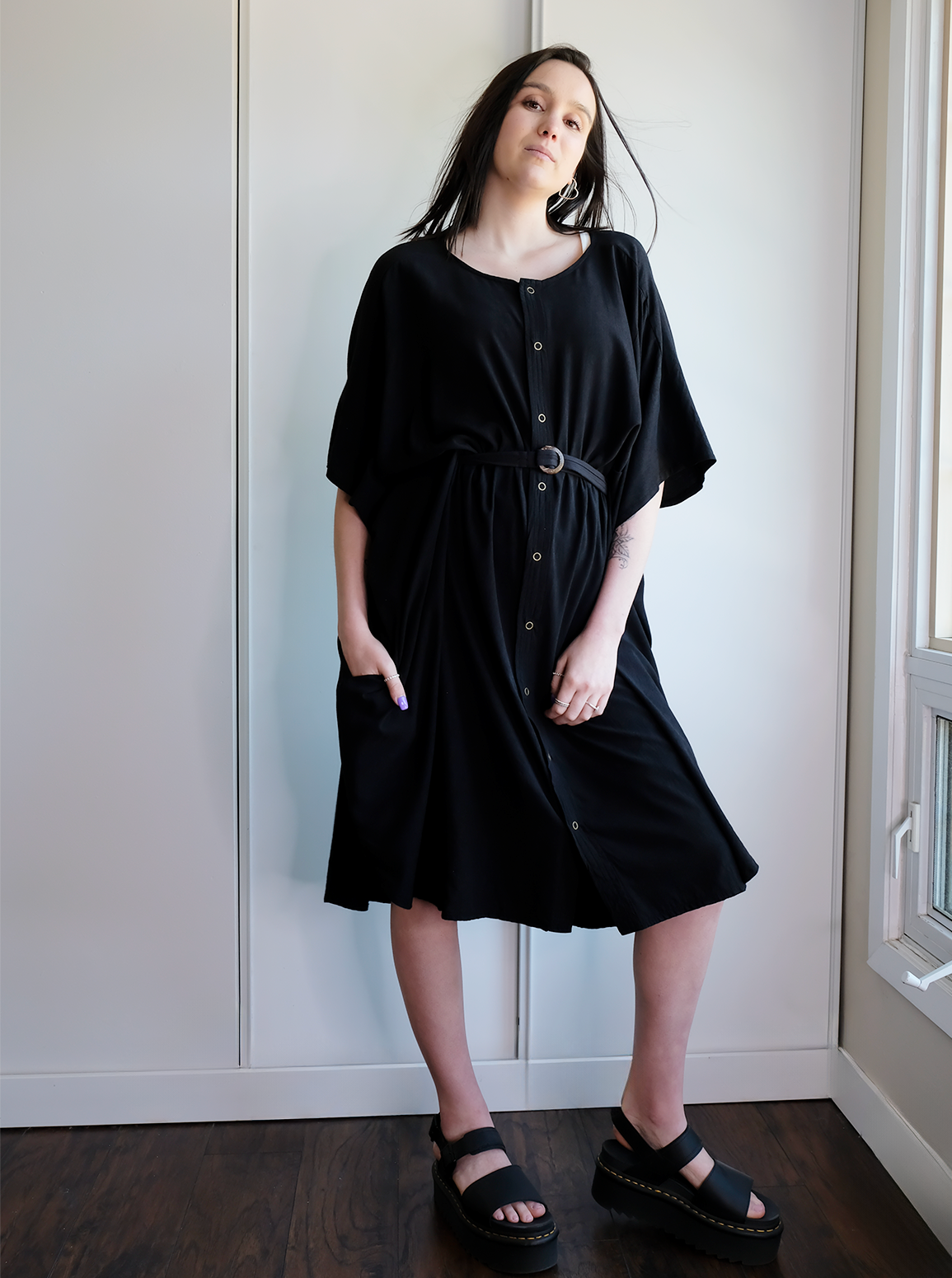 KIMONO SHIRT DRESS WITH POCKETS