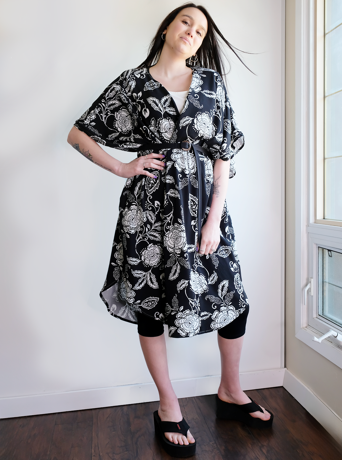 KIMONO SHIRT DRESS WITH POCKETS