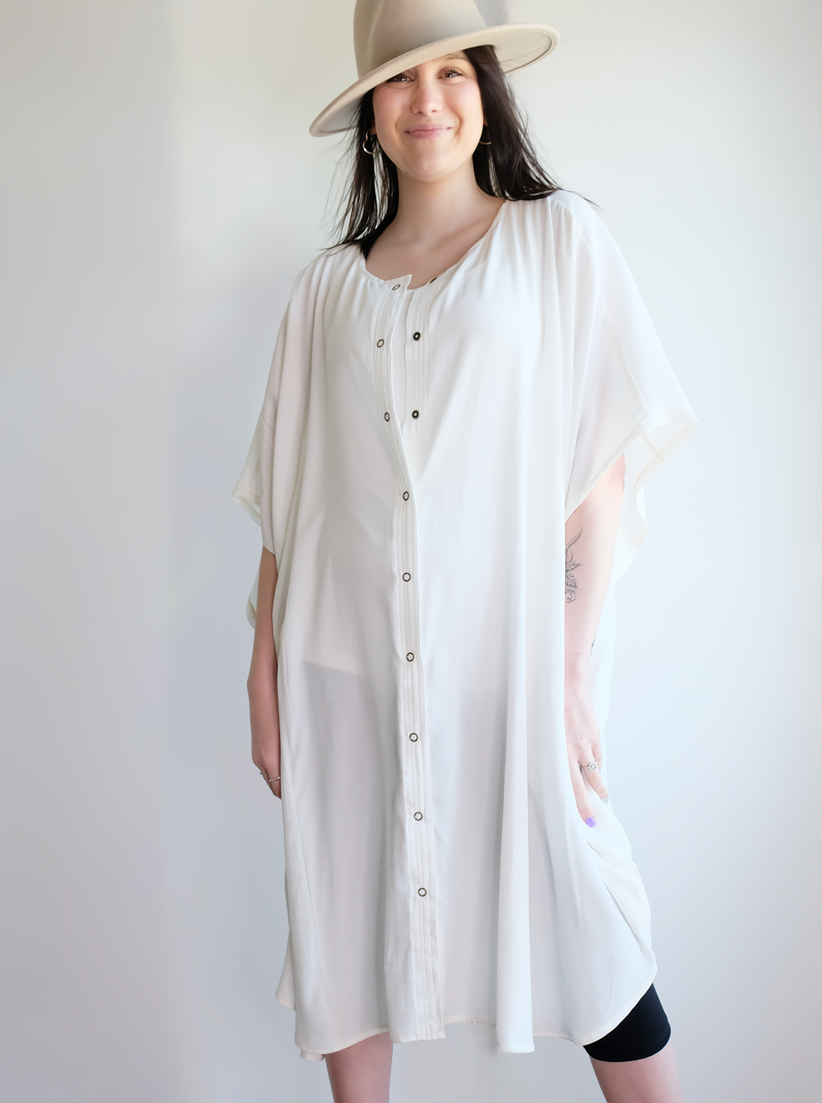 KIMONO SHIRT DRESS WITH POCKETS