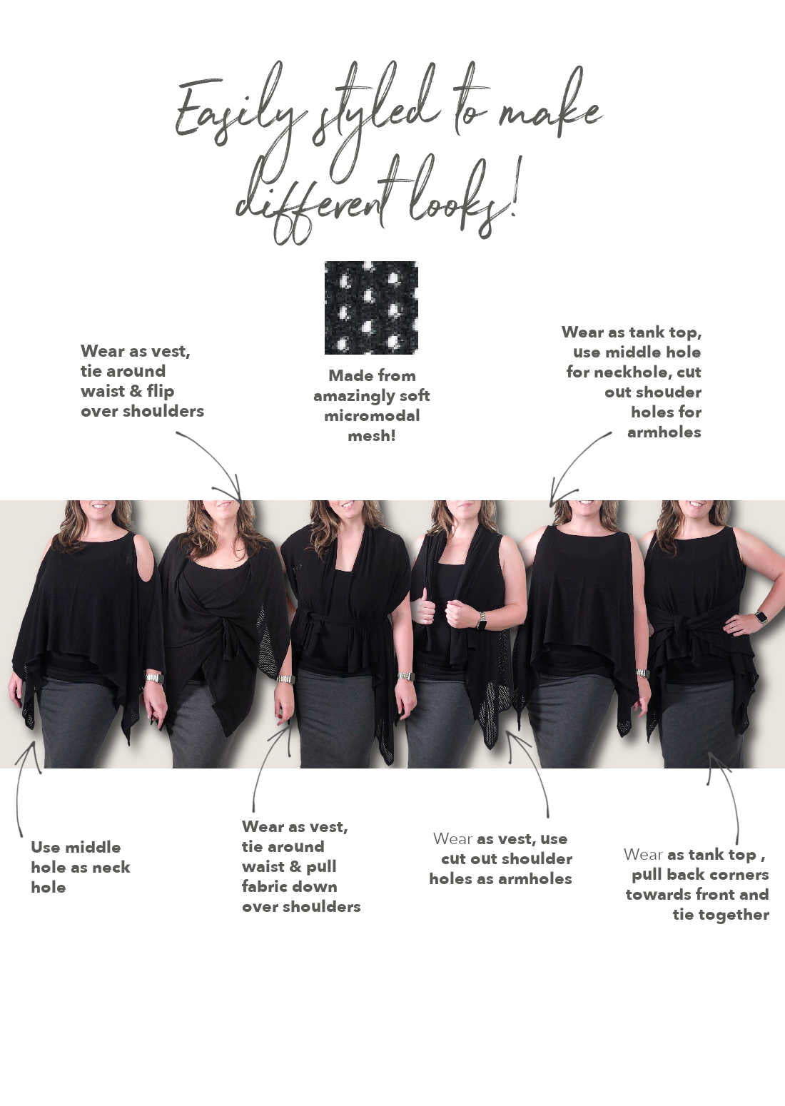 6 IN 1 MESH PONCHO/VEST: Made to order